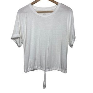 AMERICAN EAGLE | White Short Sleeve Cropped Tee with Waist Tie | Size L